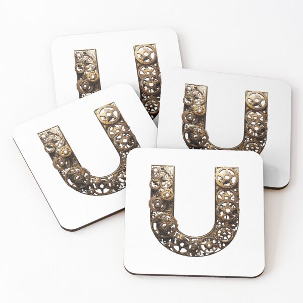 Item preview, U Letter Gear Design | Mechanical Alphabet Art | Industrial Engineering Monogram designed and sold by Baby Adee Collective.