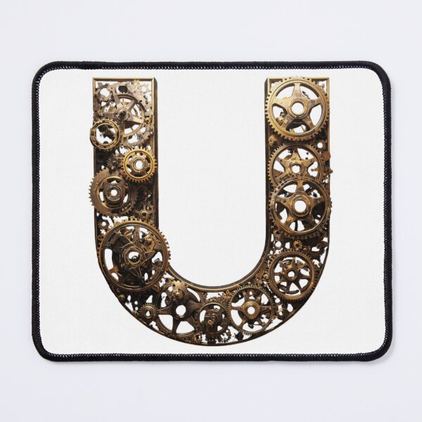 Item preview, U Letter Gear Design | Mechanical Alphabet Art | Industrial Engineering Monogram designed and sold by Baby Adee Collective.