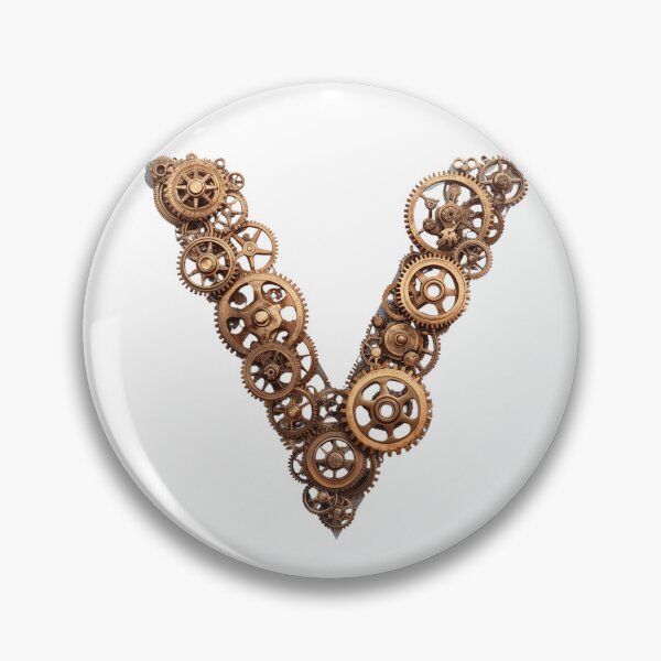 Item preview, V Letter Gear Design | Mechanical Alphabet Art | Industrial Engineering Monogram designed and sold by Baby Adee Collective.