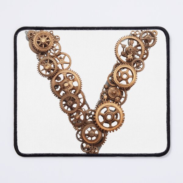 Item preview, V Letter Gear Design | Mechanical Alphabet Art | Industrial Engineering Monogram designed and sold by Baby Adee Collective.
