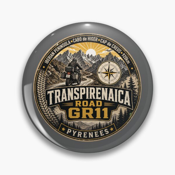 Item preview, Transpirenaica GR11 Trans-Pyrenees Motorcycle Road Sticker TShirt 03 designed and sold by OuterShellUK.