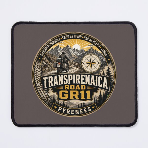 Item preview, Transpirenaica GR11 Trans-Pyrenees Motorcycle Road Sticker TShirt 03 designed and sold by OuterShellUK.