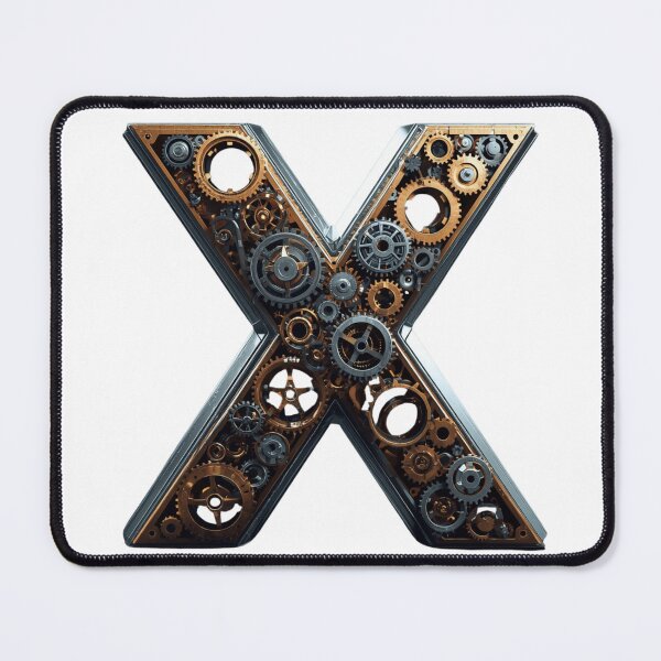 Item preview, X Letter Gear Design | Mechanical Alphabet Art | Industrial Engineering Monogram designed and sold by Baby Adee Collective.