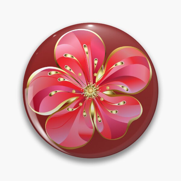 Item preview, Luxury Red Gold Flower Glossy Floral Jewel Ornament designed and sold by SolutionsArt.