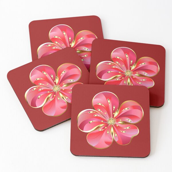 Item preview, Luxury Red Gold Flower Glossy Floral Jewel Ornament designed and sold by SolutionsArt.