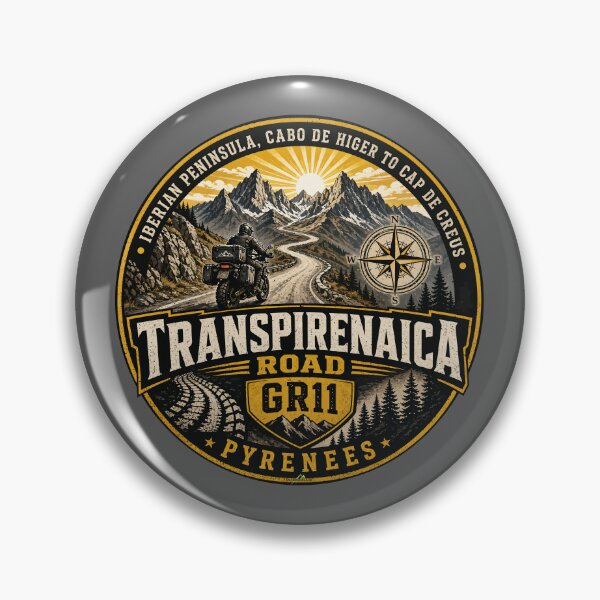 Item preview, Transpirenaica GR11 Trans-Pyrenees Motorcycle Road Sticker TShirt 04 designed and sold by OuterShellUK.