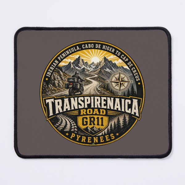 Item preview, Transpirenaica GR11 Trans-Pyrenees Motorcycle Road Sticker TShirt 04 designed and sold by OuterShellUK.