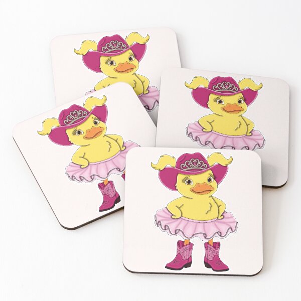 Item preview, Cute Magenta Pink Cowgirl Ballerina Duckling with Blonde Hair designed and sold by Kaimarbe | Cute Stickers & Apparel.