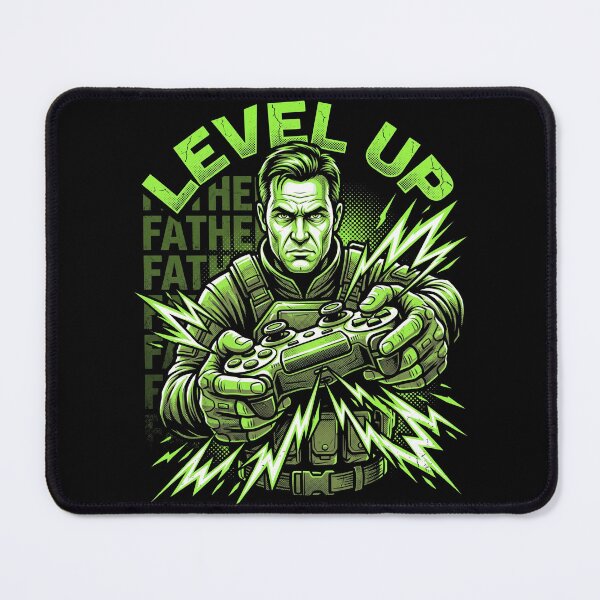 Item preview, Level Up Fatherhood Tactical Gamer Dad Illustration designed and sold by TeNovaStudio.