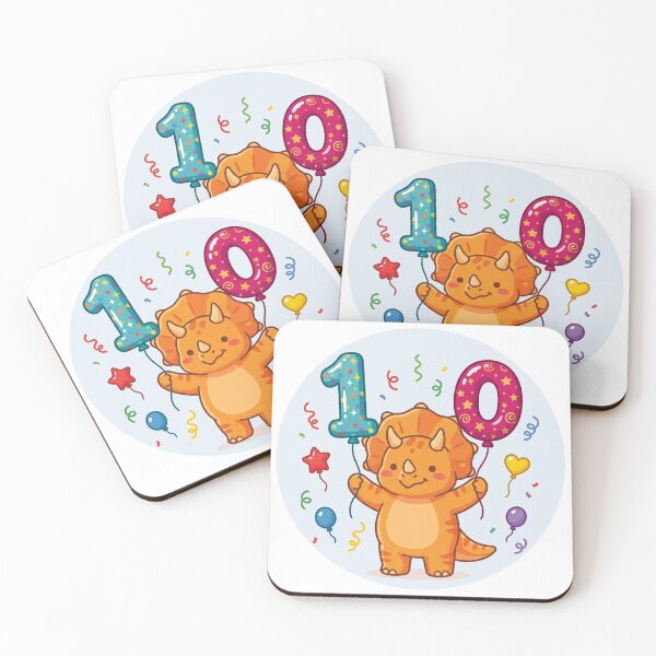 Item preview, Kawaii Orange Triceratops 10th Birthday Party designed and sold by Tronstell.