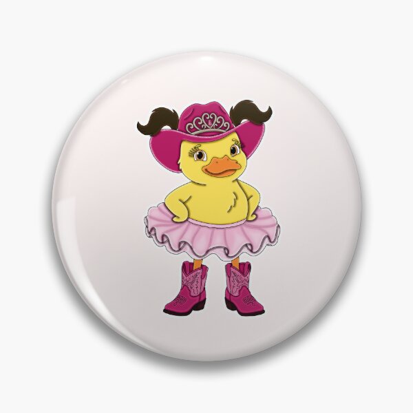 Item preview, Cute Magenta Pink Cowgirl Ballerina Duckling with Dark Brown Hair designed and sold by Kaimarbe | Cute Stickers & Apparel.