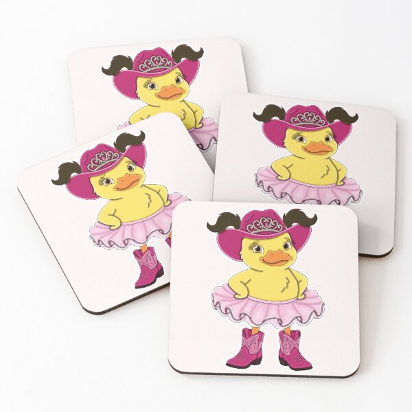 Item preview, Cute Magenta Pink Cowgirl Ballerina Duckling with Dark Brown Hair designed and sold by Kaimarbe | Cute Stickers & Apparel.