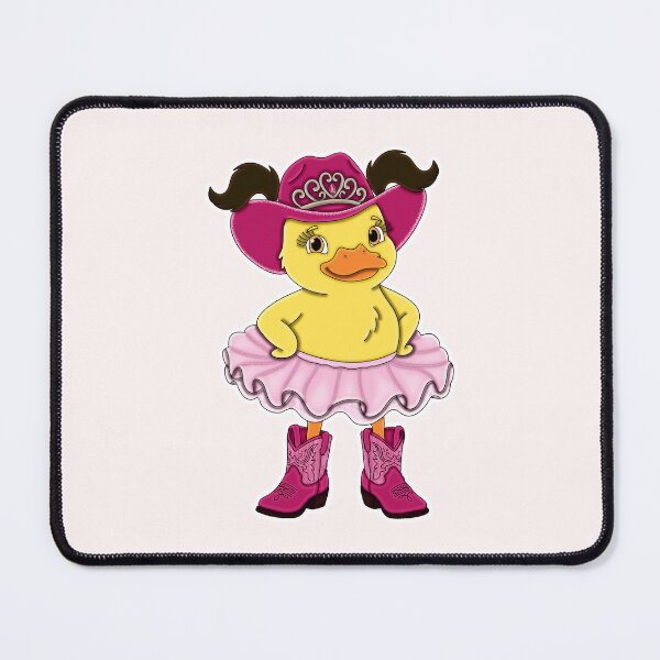Item preview, Cute Magenta Pink Cowgirl Ballerina Duckling with Dark Brown Hair designed and sold by Kaimarbe | Cute Stickers & Apparel.