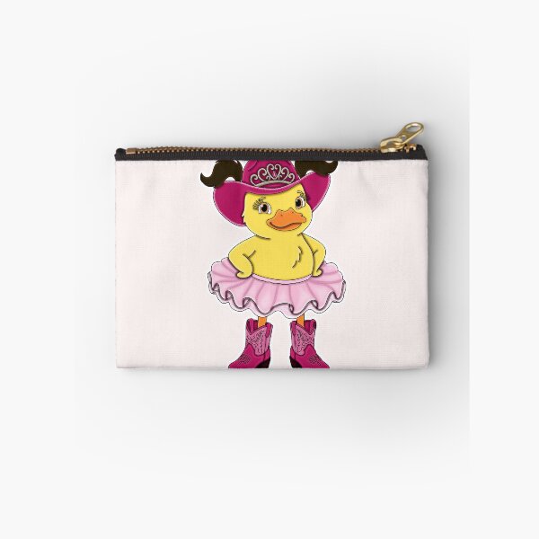 Item preview, Cute Magenta Pink Cowgirl Ballerina Duckling with Dark Brown Hair designed and sold by Kaimarbe | Cute Stickers & Apparel.