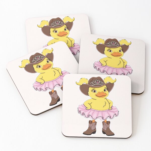 Item preview, Cute Brown and Pink Cowgirl Ballerina Duckling with Blonde Hair designed and sold by Kaimarbe | Cute Stickers & Apparel.