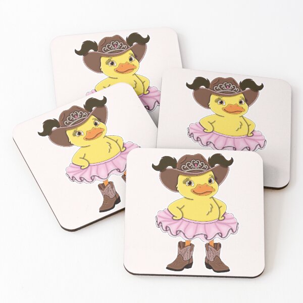 Item preview, Cute Brown and Pink Cowgirl Ballerina Duckling with Dark Brown Hair designed and sold by Kaimarbe | Cute Stickers & Apparel.