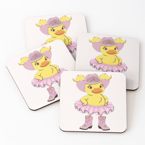Item preview, Cute Pastel Pink Cowgirl Ballerina Duckling with Blonde Hair designed and sold by Kaimarbe | Cute Stickers & Apparel.
