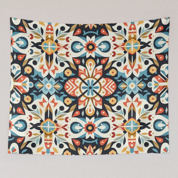 Item preview, Floral Folk Art Pattern Muted Botanical Motifs - Scandinavian Folk Art by heidiannemorris © designed and sold by FOLK ART FUSION by heidiannemorris.