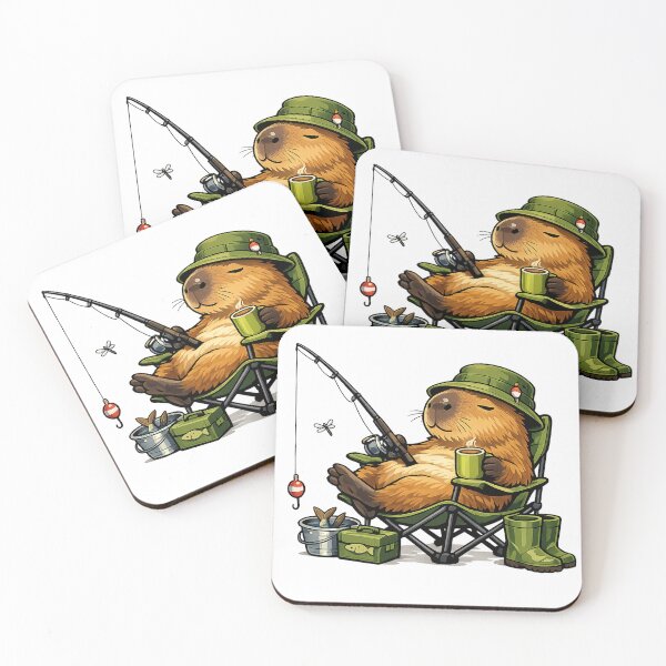 Item preview, Capybara Fishing Club – Relaxed Fisherman Capybara on Camping Chair designed and sold by Ermicioi.