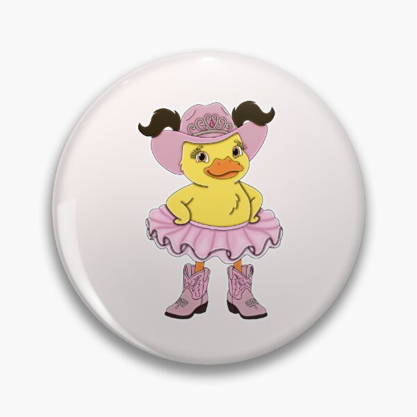 Item preview, Cute Pastel Pink Cowgirl Ballerina Duckling with Dark Brown Hair designed and sold by Kaimarbe | Cute Stickers & Apparel.