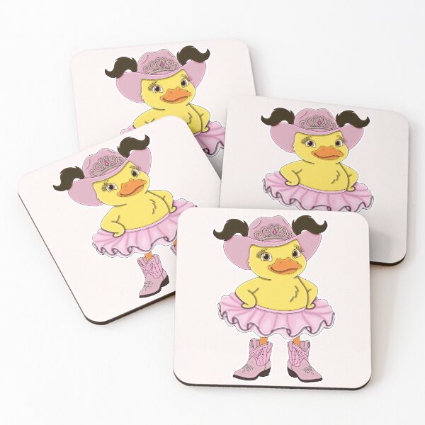 Item preview, Cute Pastel Pink Cowgirl Ballerina Duckling with Dark Brown Hair designed and sold by Kaimarbe | Cute Stickers & Apparel.