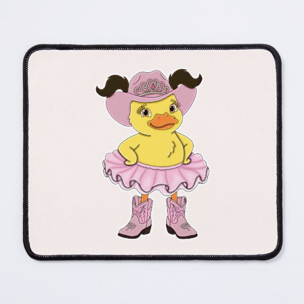 Item preview, Cute Pastel Pink Cowgirl Ballerina Duckling with Dark Brown Hair designed and sold by Kaimarbe | Cute Stickers & Apparel.