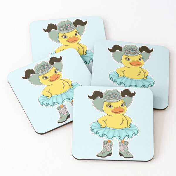 Item preview, Cute Pastel Aqua Cowgirl Ballerina Duckling with Dark Brown Hair designed and sold by Kaimarbe | Cute Stickers & Apparel.