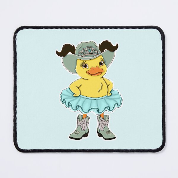 Item preview, Cute Pastel Aqua Cowgirl Ballerina Duckling with Dark Brown Hair designed and sold by Kaimarbe | Cute Stickers & Apparel.