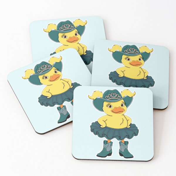 Item preview, Cute Teal Cowgirl Ballerina Duckling with Blonde Hair designed and sold by Kaimarbe | Cute Stickers & Apparel.