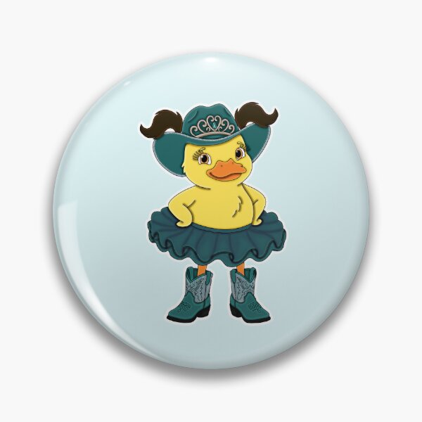Item preview, Cute Teal Cowgirl Ballerina Duckling with Dark Brown Hair designed and sold by Kaimarbe | Cute Stickers & Apparel.