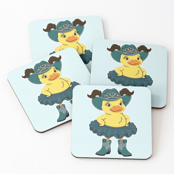 Item preview, Cute Teal Cowgirl Ballerina Duckling with Dark Brown Hair designed and sold by Kaimarbe | Cute Stickers & Apparel.