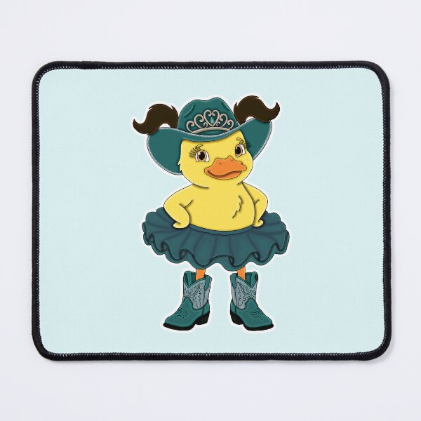 Item preview, Cute Teal Cowgirl Ballerina Duckling with Dark Brown Hair designed and sold by Kaimarbe | Cute Stickers & Apparel.