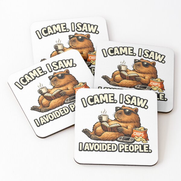 Item preview, Funny Introvert Capybara - I Came I Saw I Avoided People - Antisocial Meme Sticker & T-Shirt designed and sold by Ermicioi.