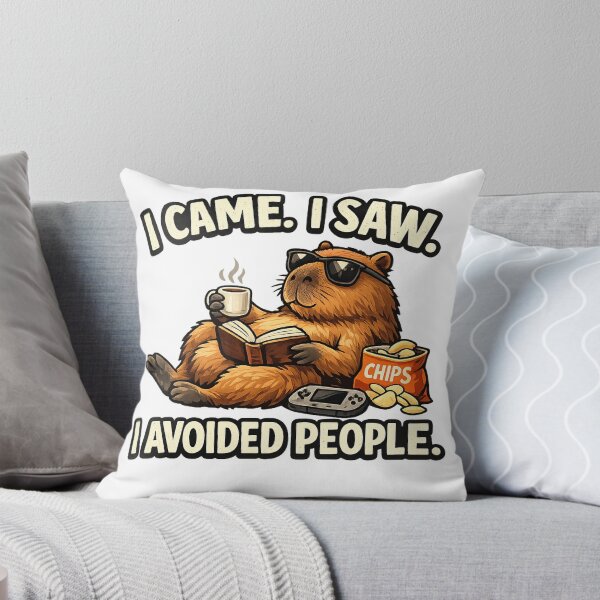 Item preview, Funny Introvert Capybara - I Came I Saw I Avoided People - Antisocial Meme Sticker & T-Shirt designed and sold by Ermicioi.