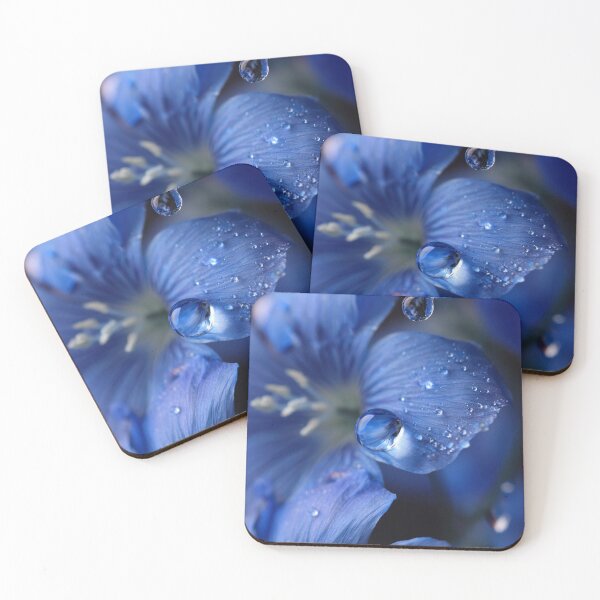 Item preview, Blue Flower With Water Drops Macro Dreamy Aesthetic designed and sold by EL-Lebedenko.