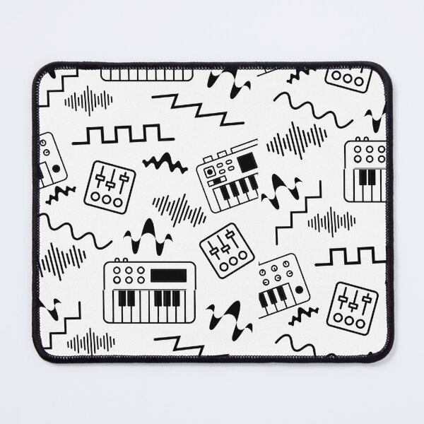 Item preview, Minimal Synth Line Art Pattern - 80s Retro Synthesizer Keyboard Waveform All Over Print designed and sold by Graphroad.