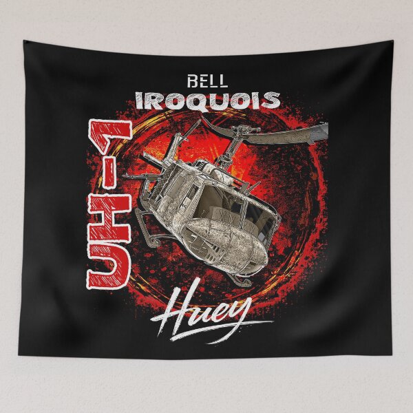Item preview, UH-1 Iroquois Huey Helicopter Vintage Military Aviation Graphic designed and sold by Aerolovers.
