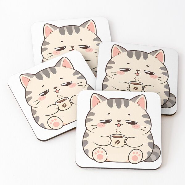 Item preview, Cute Sleepy Cat Drinking Coffee designed and sold by TokyoToastLab.