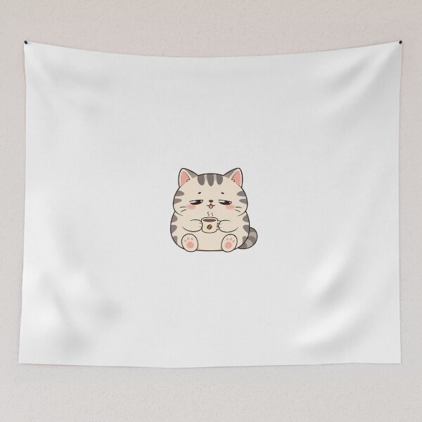 Item preview, Cute Sleepy Cat Drinking Coffee designed and sold by TokyoToastLab.