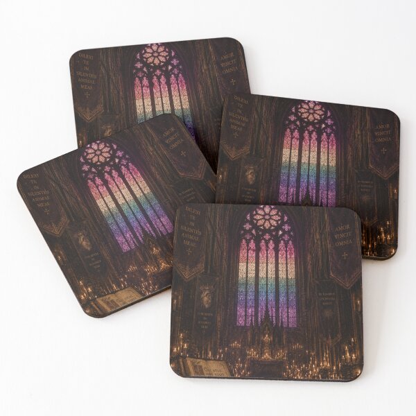 Item preview, Gothic Cathedral Pride Poster | Dark Academia Stained Glass Wall Art | Queer Gothic Church Aesthetic Print | Candlelit Cathedral Decor designed and sold by WrenAndCipher.