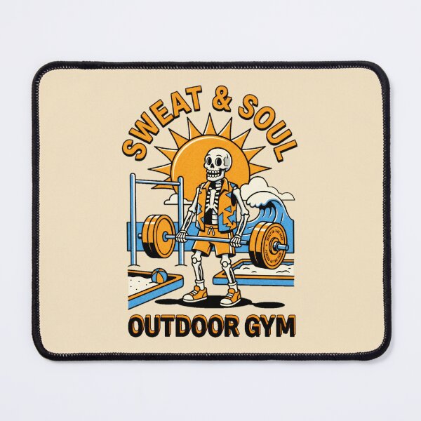 Item preview, Sweat And Soul Outdoor Gym Skeleton Deadlift Beach Graphic — Retro Summer Fitness Streetwear designed and sold by SkTee2k.