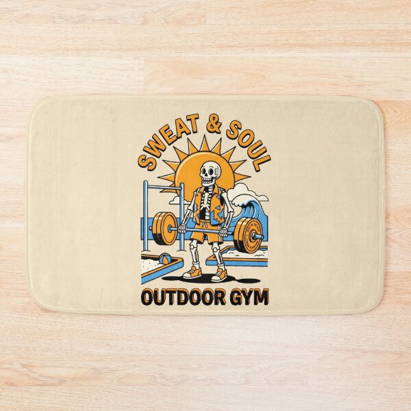Item preview, Sweat And Soul Outdoor Gym Skeleton Deadlift Beach Graphic — Retro Summer Fitness Streetwear designed and sold by SkTee2k.