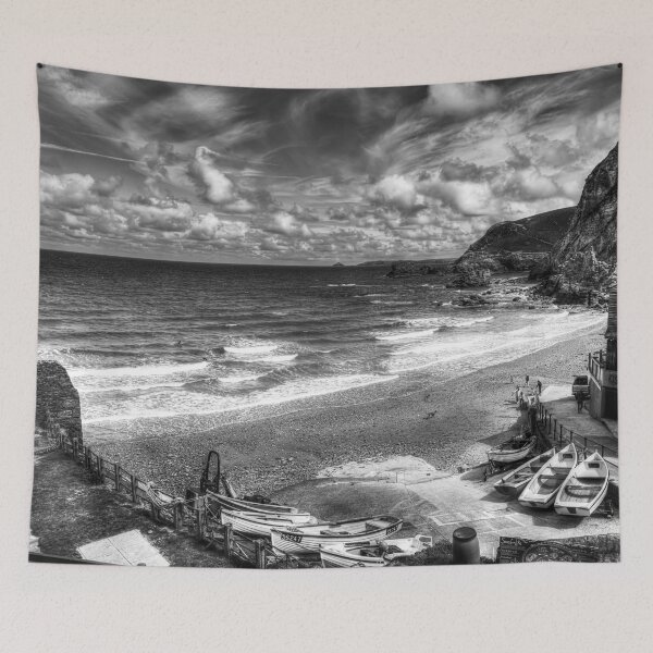 Item preview, St Agnes Harbour Black and White, Cornwall, England designed and sold by Paul Thompson Photography.