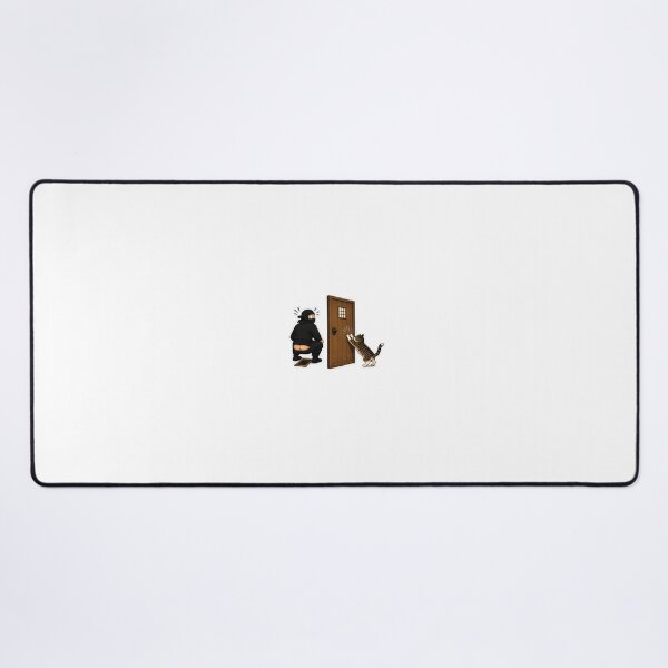 Item preview, Ninja Busted Pants Down Cat Scratching Door Funny Japanese Humor Sticker designed and sold by Aguri-tei.