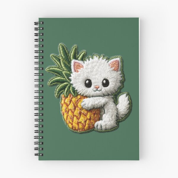 Item preview, Cute White Kitten With Pineapple Embroidery Patch designed and sold by MegaNovaArt.