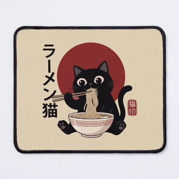 Item preview, Funny Black Cat Ramen Japanese Art designed and sold by gear-posters.
