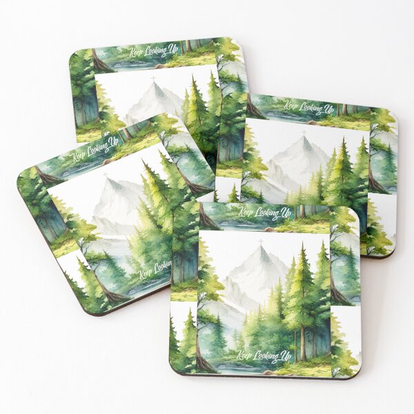 Item preview, Keep looking up Cross on the mountaintop Mountain forest and stream Christian outdoors encouraging word design designed and sold by FTLOG.