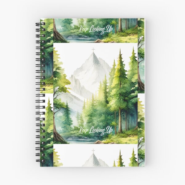 Item preview, Keep looking up Cross on the mountaintop Mountain forest and stream Christian outdoors encouraging word design designed and sold by FTLOG.