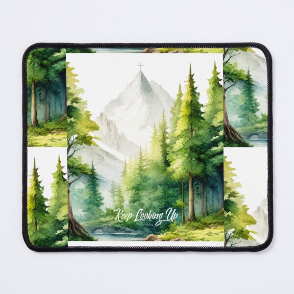 Item preview, Keep looking up Cross on the mountaintop Mountain forest and stream Christian outdoors encouraging word design designed and sold by FTLOG.