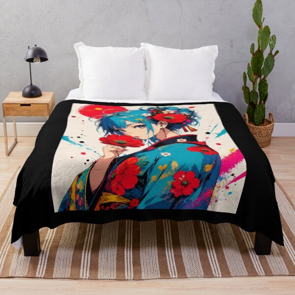 Item preview, Blue Kimono Woman | Japanese Fantasy Art designed and sold by KawaiiLabo.